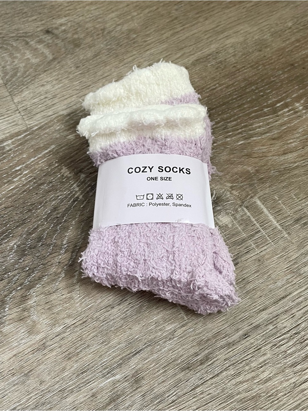 Cozy Socks Lavender & White Plush Fuzzy Slouch Socks One Size Soft Warm Lounge